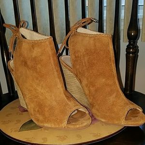 Chinese Laundry Suede Peep Toe Wedge Sandal
